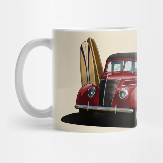 1937 Ford Woody Station Wagon in maroon by candcretro
